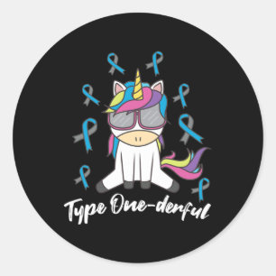Typ-1-Diabetes T1d Einhorn Typ Onederful Awarene Runder Aufkleber