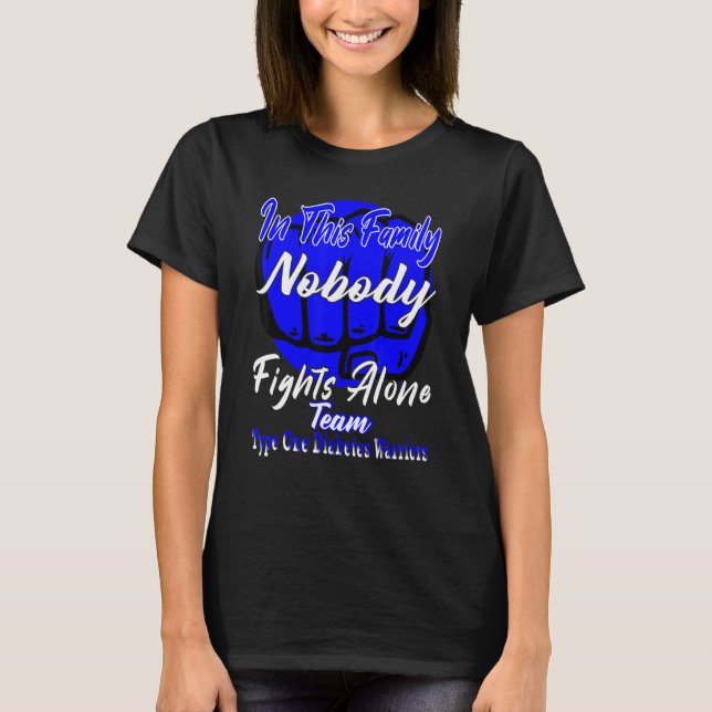 Typ 1 Diabetes Warrior Kämpfer Blue Ribbon T1d Di T-Shirt (Vorderseite)