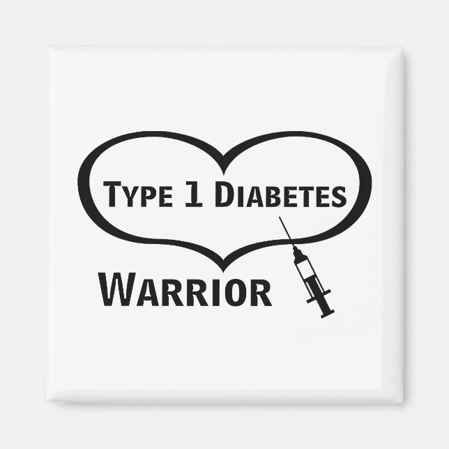 Typ 1 Diabetes Warrior mit Spritzenmagazin Magnet (Vorne)
