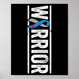 Typ 1 Diabetes Warrior - Sideways Awareness Ribbo Poster