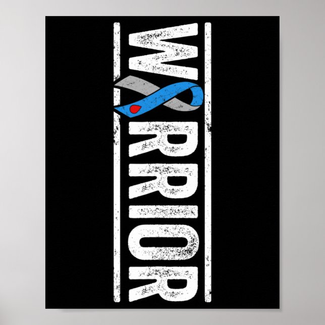 Typ 1 Diabetes Warrior - Sideways Awareness Ribbo Poster (Vorne)