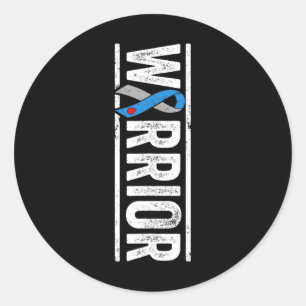 Typ 1 Diabetes Warrior - Sideways Awareness Ribbo Runder Aufkleber