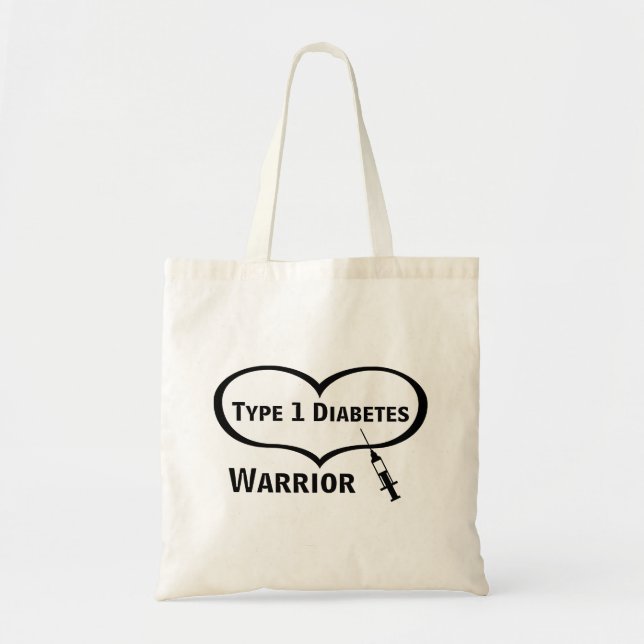 Typ 1 Diabetes Warrior With Syringe Tote Bag Tragetasche (Vorne)