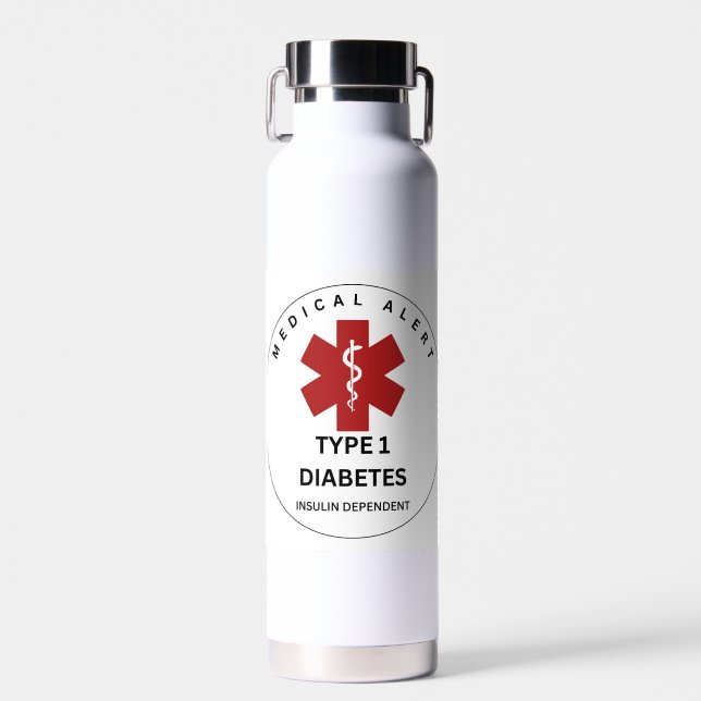 TYP 1 DIABETES WASSERFLASCHE TRINKFLASCHE (Vorne)