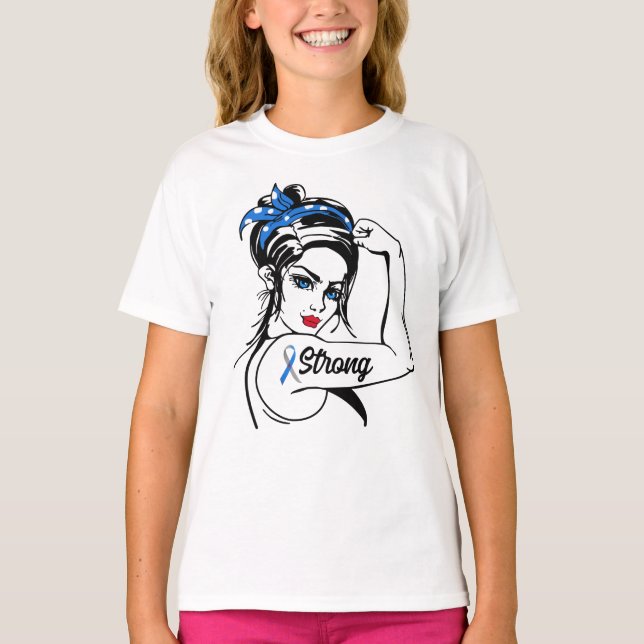 Typ 1 Diabetesbewusstsein starke Rosie-Mama T-Shirt (Vorderseite)