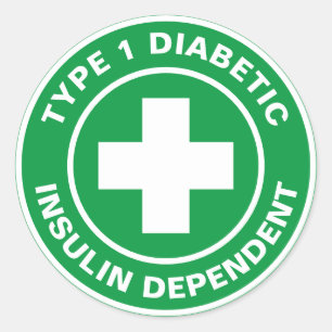 Typ 1 Diabetische Insulin-abhängige Diabetes melli Runder Aufkleber