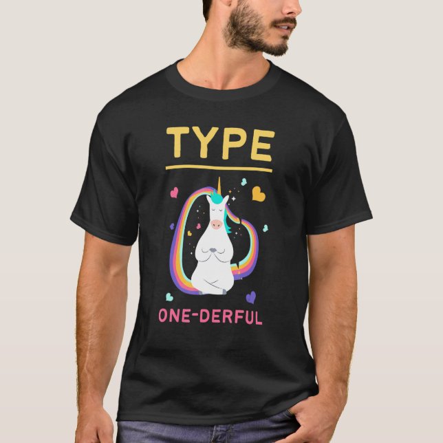Typ 1 Ein-Derful Diabetic Unicorn T-Shirt (Vorderseite)