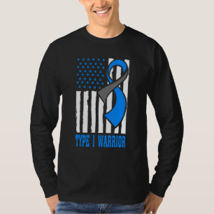 Typ-1-Krieger Diabetes-Bewusstsein US-Flagge T-Shirt