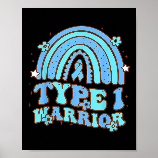 Typ-1-Krieger Retro-Regenbogen Diabetes-Bewusstsei Poster (Vorne)