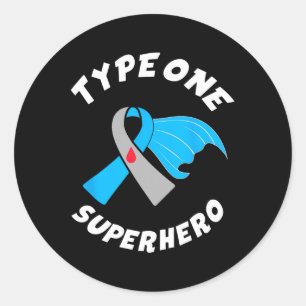 Typ 1 Superheld Typ 1 Diabetes-Bewusstsein 1 Runder Aufkleber