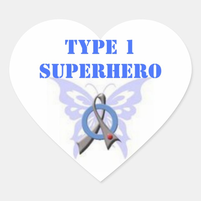 Typ 1 Superhero Heart Shaped Stickers (Vorderseite)