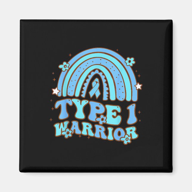 Typ 1 Warrior Retro Rainbow Diabetes Awareness Ri Magnet (Vorne)
