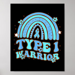 Typ 1 Warrior Retro Rainbow Diabetes Awareness Ri Poster