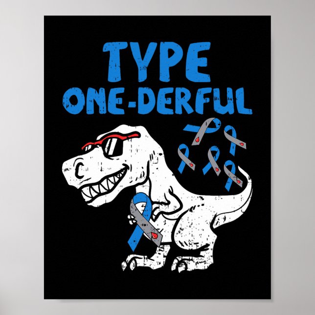 Typ 1Derful Diabetes Awareness Ribbon T1D Dinos Poster (Vorne)