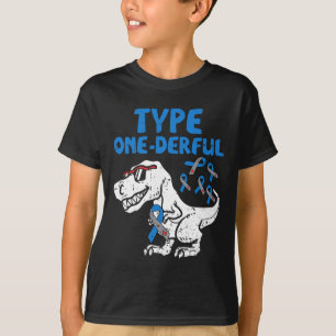 Typ 1Derful Diabetes Awareness Ribbon T1D Dinos T-Shirt
