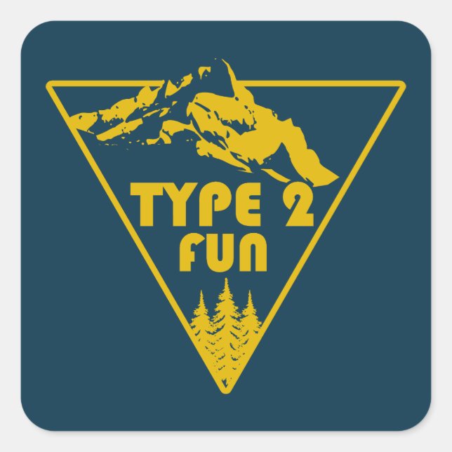 Typ 2 Fun Mountains Quadratischer Aufkleber (Vorderseite)