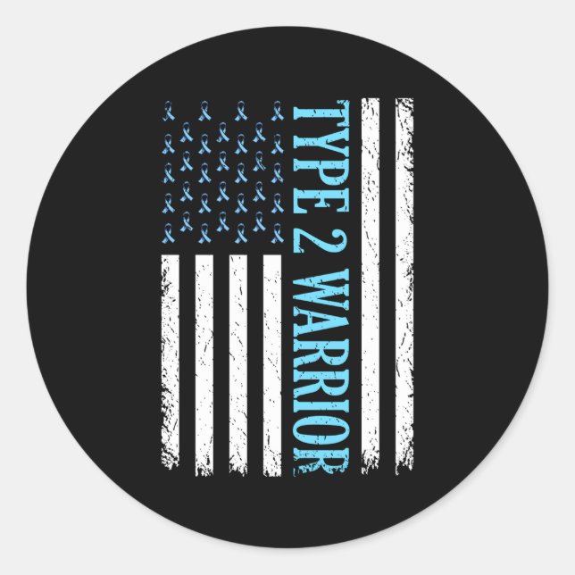 Typ 2 Warrior Diabetes Awareness Diabetic Runder Aufkleber (Vorderseite)