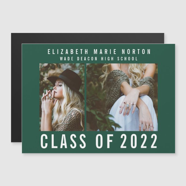 Typ Abschluss Multi-Foto modernes magnetisches Grü Magneteinladung (Vorne/Hinten)