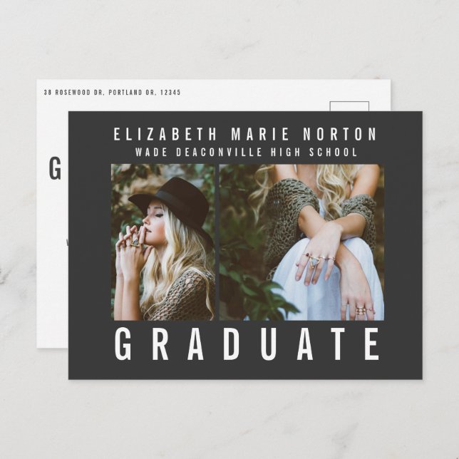 Typ Abschluss Multi Foto Modernste Schwarzweiß Postkarte (Vorne/Hinten)