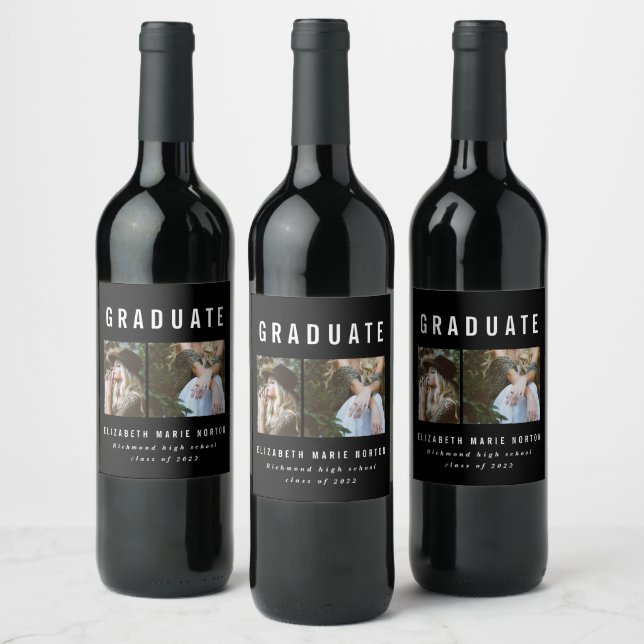 Typ Abschluss Multi-Foto Schwarzweiß Weinetikett (Flaschen)