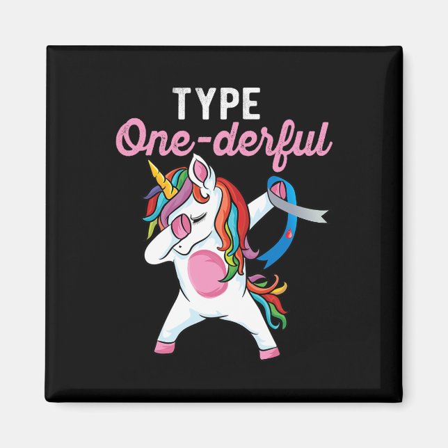 Typ Einzigartiges Dabbing-Einhorn Typ-1-Diabetes-B Magnet (Vorne)