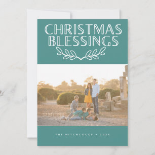 Typ & Masse Moderne Segnungen Aquamarines Foto Feiertagskarte