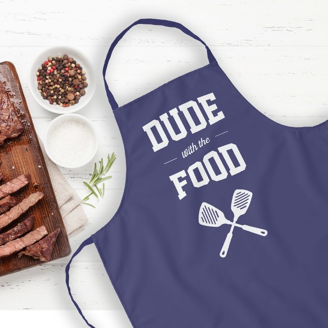 Typ mit dem Food Funny Navy Blue Grilling Schürze (Von Creator hochgeladen)
