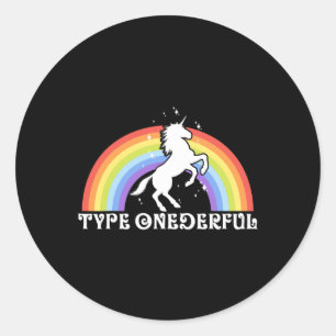 Typ onderful Typ 1 Diabetes Unicorn Rainbow Awa Runder Aufkleber