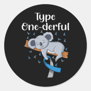 Typ Onederful Koala Diabetes-Schleife T1d Diabetes Runder Aufkleber