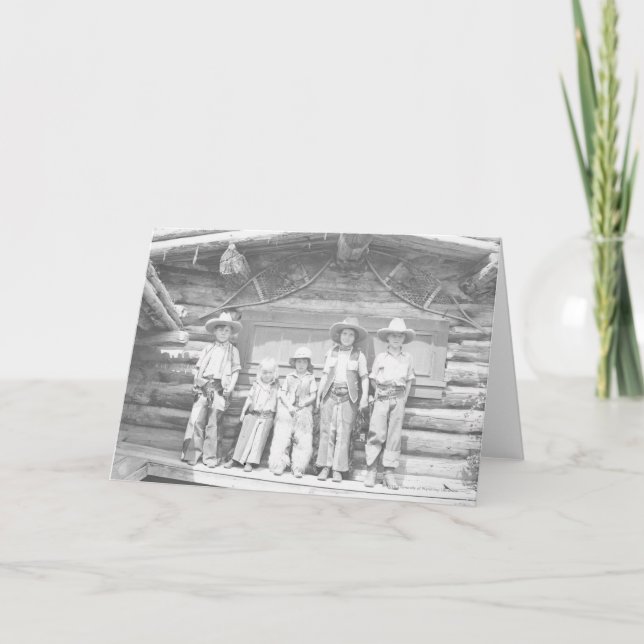 Typ Ranch Foto von Kindern in Cowboykleidung Karte (Vorderseite)