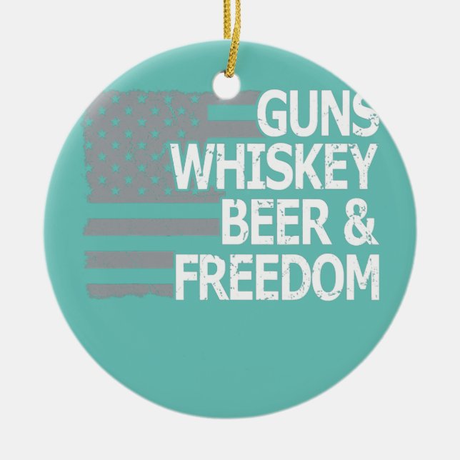 Typ Whiskey Beer and Freedom Cool USA Keramik Ornament (Vorne)