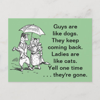 Typ wie Hunde - Katzen wie Damen Spaß Postkarte