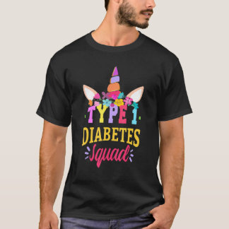 Type 1 Diabetes Awareness T1D Squad Unicorn Rainbo T-Shirt
