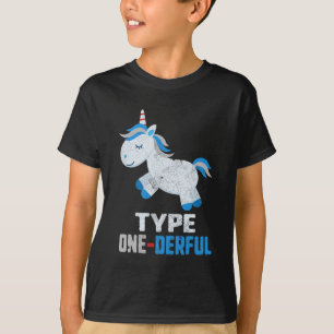 Type One Derful Diabetes T1 Bewusstseins Unicorn B T-Shirt