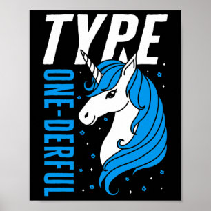 Type One Derful Einhorn T1d Mädchen Diabetes-Bewus Poster