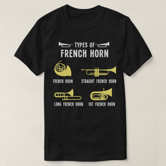Typen des französischen Horns T-Shirt (Design vorne)
