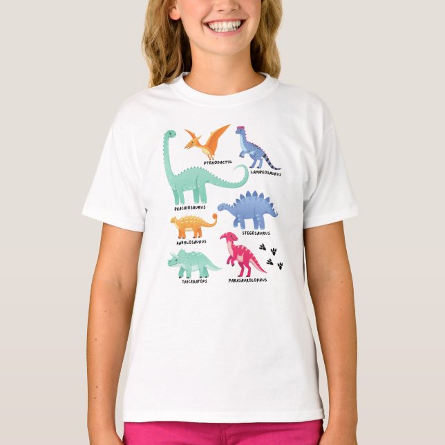 Typen von Dinosauriern Zukunftspaläontologe Kinder T-Shirt (Vorderseite)