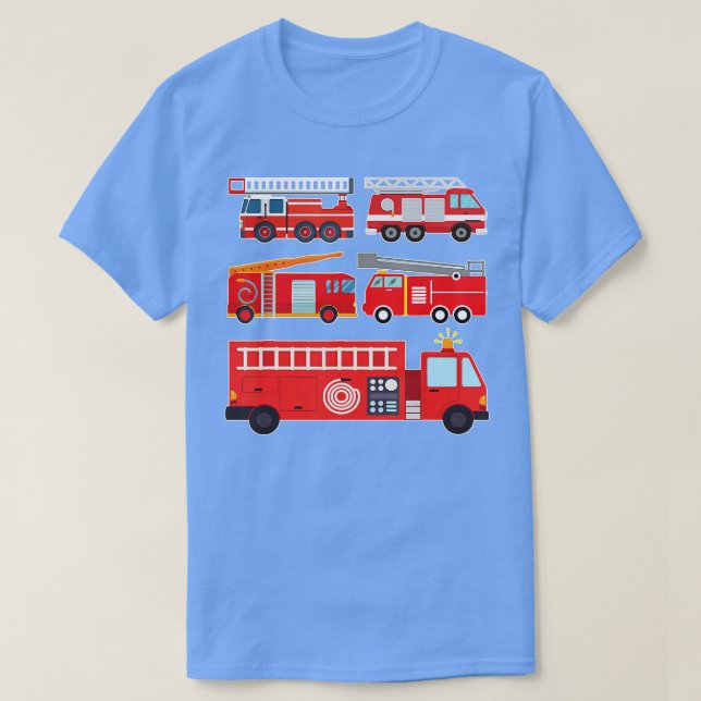 Typen von Feuerwehrfahrzeugen für Kleinkinder T-Shirt (Design vorne)