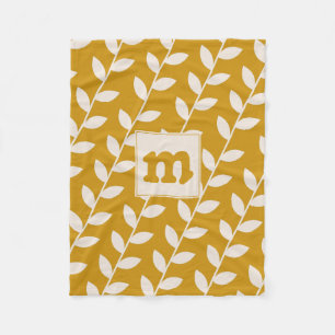 Typenmonogramm für Mustard Retro Leaf Fleecedecke
