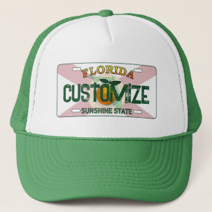 Typenschild für Florida mit benutzerdefinierbaren  Truckerkappe