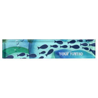 Typenschild "Schooling Fish Watercolor Desk" Namensplakette