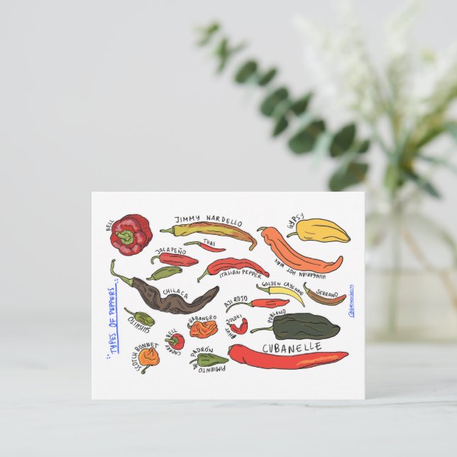 Types of Peppers Postkarte (Stehend Vorderseite)