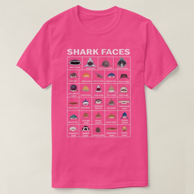 Types Of Shark Faces T-Shirt (Design vorne)
