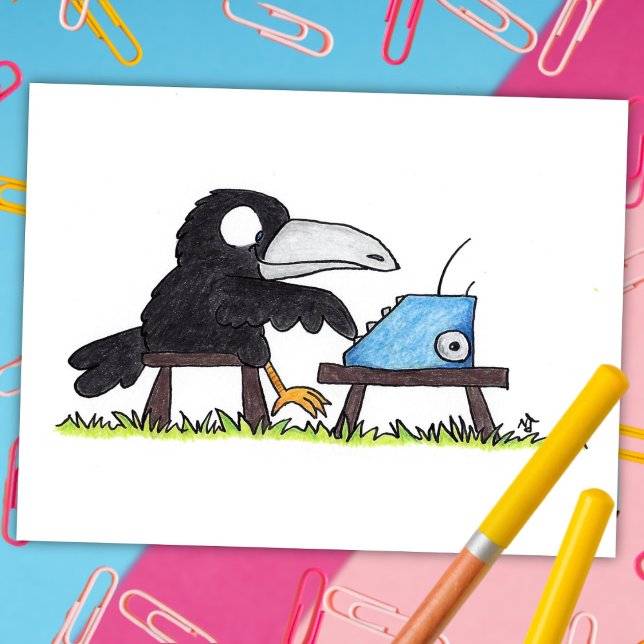 TYPEWRITER CROW Postcard von Nicole Janes Postkarte (Von Creator hochgeladen)