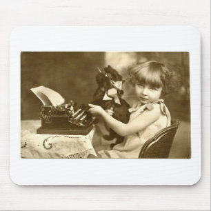 Typewriter girl mousepad