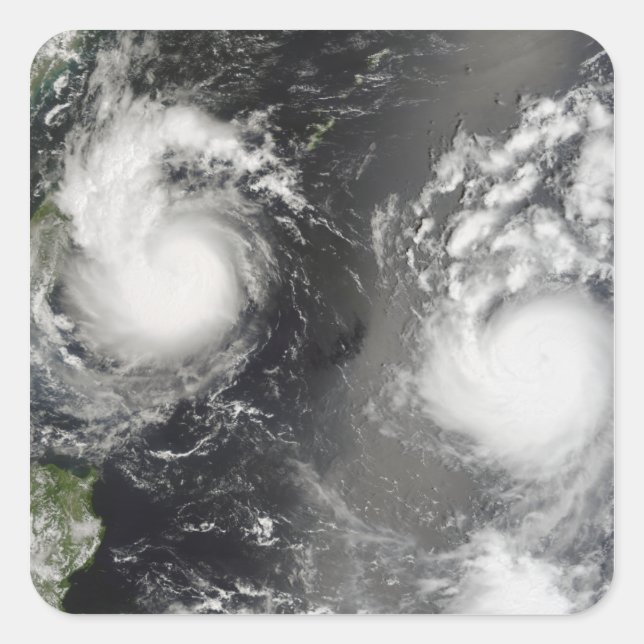 Typhoon Saomai und Tropensturm Bopha Quadratischer Aufkleber (Vorderseite)