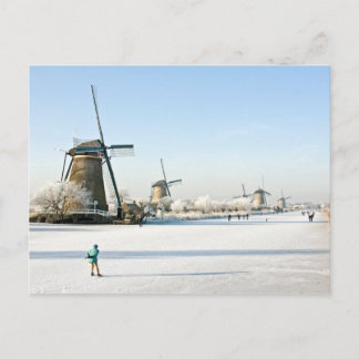 Typisch holländische Eis-Skaten in Kinderdijk Holl Postkarte