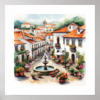 Typisch portugiesisches Dorf Aquarell