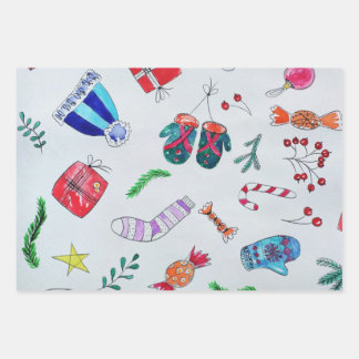 Typische Motive über Weihnachten Geschenkpapier Set