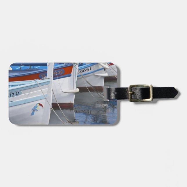 Typische provenzalische Fischerboote in 2 Farben Gepäckanhänger (Vorderseite horizontal)
